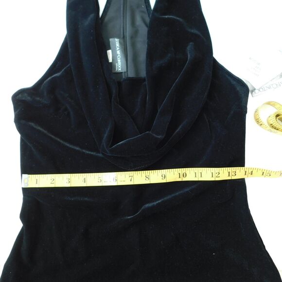 Vintage Medium Jessica McClintock Black Velvet Top Formal Racerback Cowl Y2K NWT - Picture 12 of 12